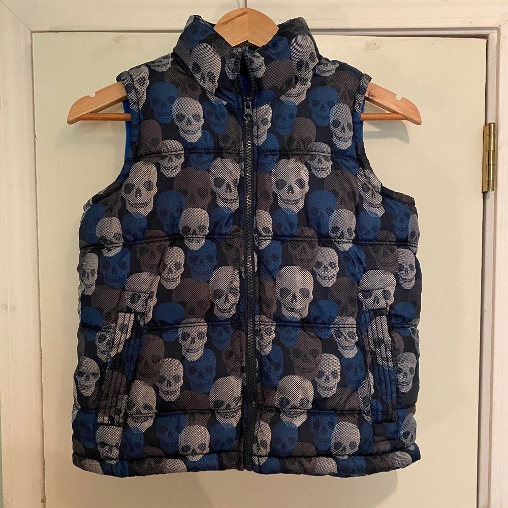 Old Navy Fleece Lined Skull Puffer Vest - EUC